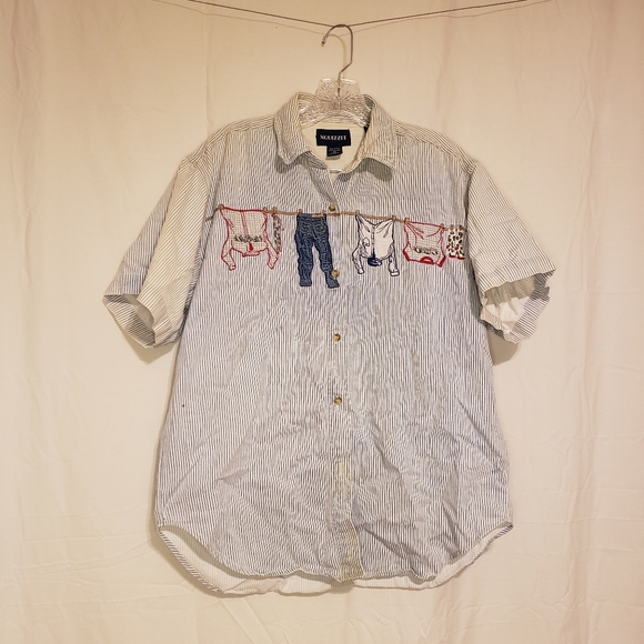 XQUIZZIT USA Medium Button Down Tee - Picture 1 of 7
